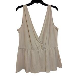 NWT Bunulu Large Corn Silk Yellow Top Faux Wrap Gathered Waist